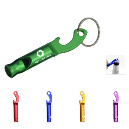 Aluminum Bottle Opener with Whistle Key Chain