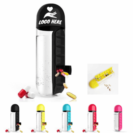 10oz Water Bottle with 2 in 1 Pill Box