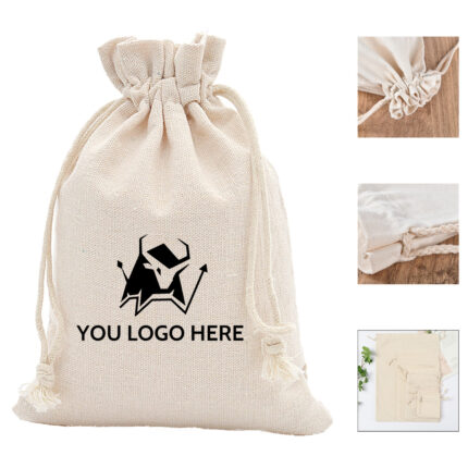 Natural Cotton Linen Drawstring Pouch