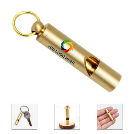 Brass Survival Whistle with Key Chain